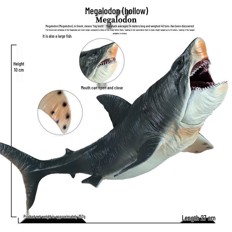 Megalodon & Shark Underwater Model Toy - Large Size Cognitive Marine Ornament for Kids