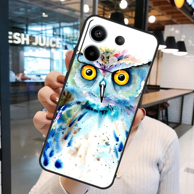 Owl Watercolor Animal Cover For Xiaomi Redmi Note 13 Pro 12 11 9 10 Pro 9S 10S 11S 12S Redmi 12 10C 12C 13C Case