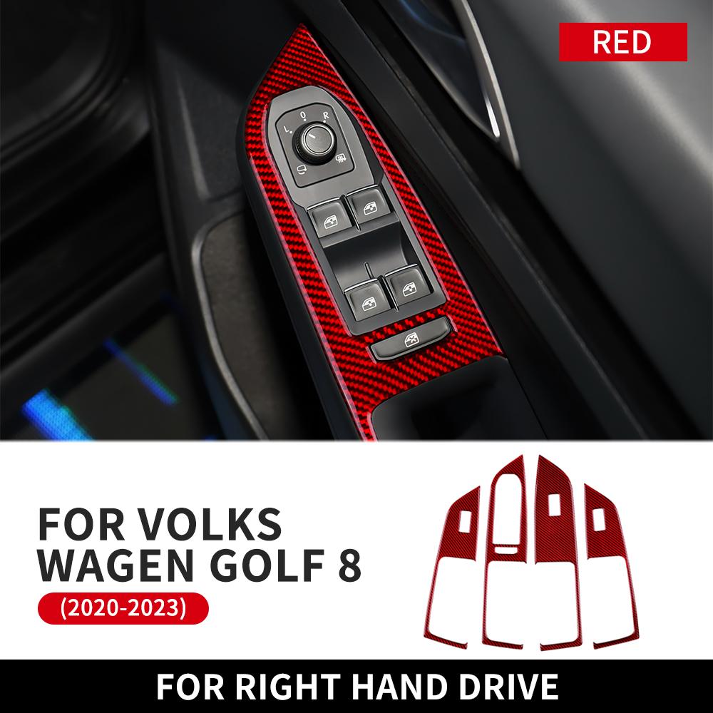 Real Carbon Fiber Interior Trim For Volkswagen VW Golf 8 MK8 2020 2021 2022 2023 Window Lift Switch Button Sticker Accessories