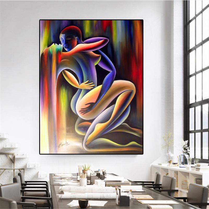 Modern Abstract Love Figure Canvas for Living Room or Bedroom - HD Decorative Mural