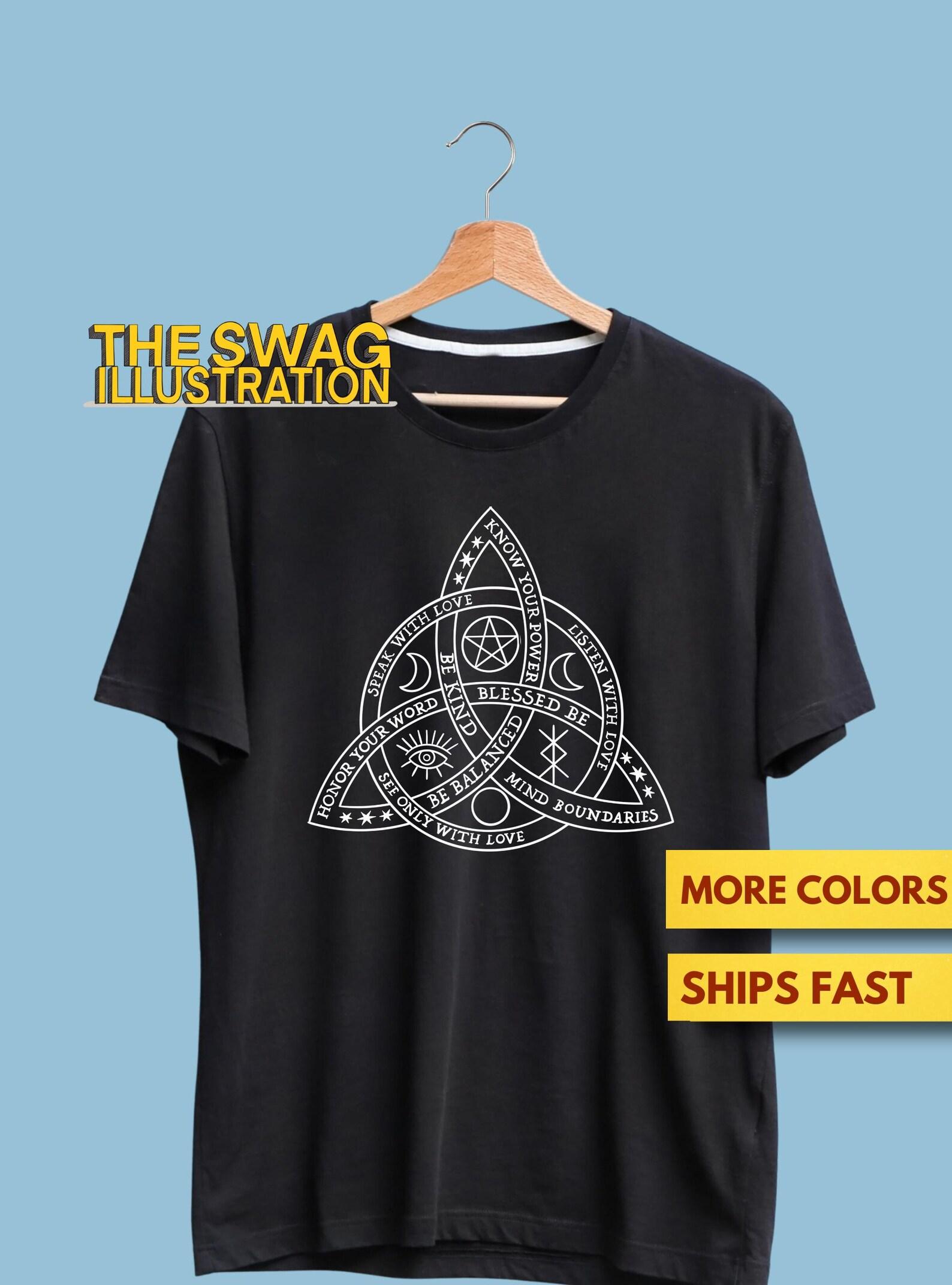Good Witch Celtic Knot Witch Shirt, Celtic Knot With Protection Symbols & Blessings, Paganism, Crescent Moon, Stars, Magic Gift Premium Tee XL