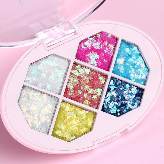 

7 Color Diamond Shaped Glitter Powder Star Sequins Eyeshadow Palette Eye Makeup