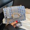 Mini Plaid Pattern Tweed Bag, Buckle Decor Shoulder Square Bag, Chain Crossbody Flap Purse For Everyday