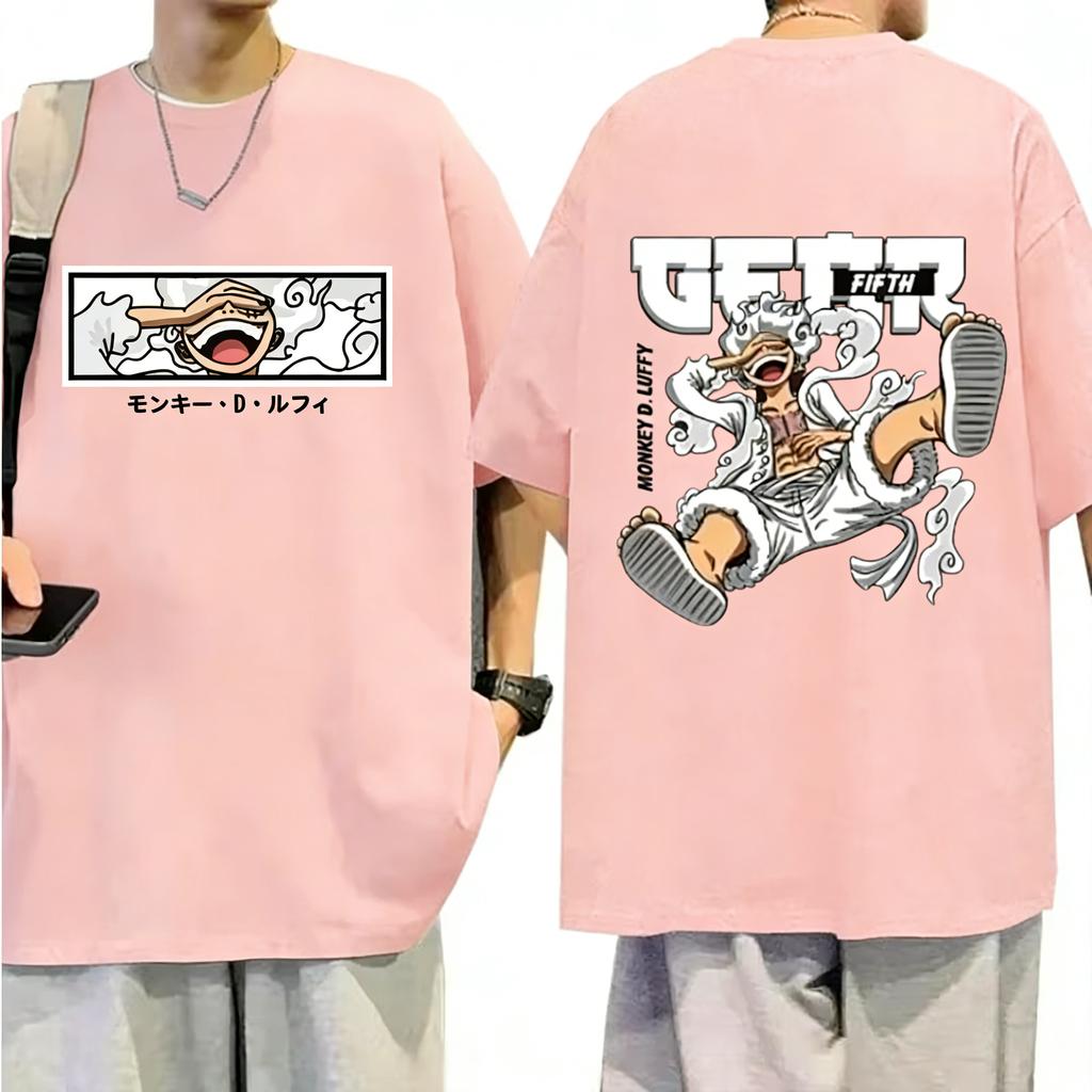 Plus Size One Piece Anime Printed Men and Women Tshirt Casual Parent Child Top Fashion Harajuku Style Y2K Street Wear Summer