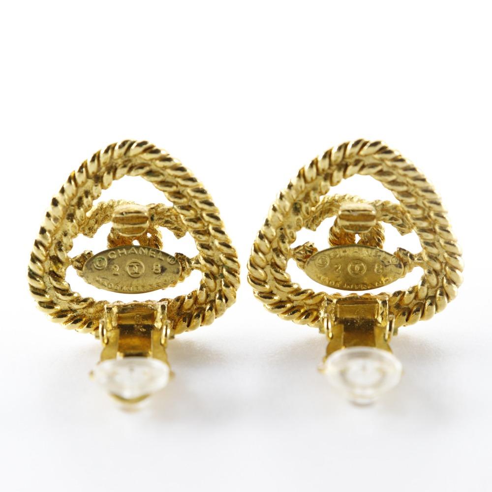 Chanel COCO Mark Earring Gold Plated Gold 13g Women Used