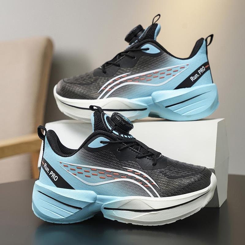 Factory children's lightweight running shoes comfortable and breathable spring and autumn rotating buckle non-slip outdoor men's and women's sports 