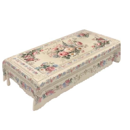 Mexikanische Blumige Tischdecke Rechteckig Volkskunst Muster Tischdecke mit Zackensaum Bunte Blumen Tischabdeckung für Esstisch Party Dekoration