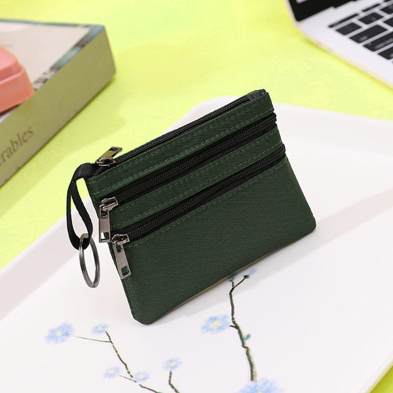 Durable Canvas Coin Purse Key Bag Zipper Kid Storage Pouch Money Pocket Solid Color Coin Key Bag Men Women Portable Card Wallet