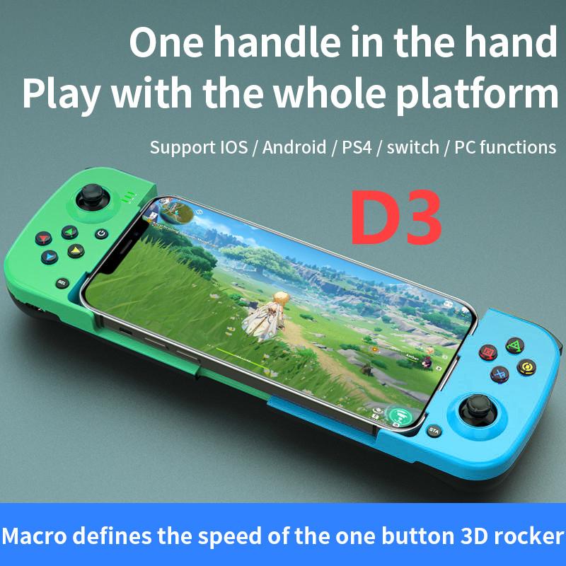 D8 Telescopic Mobile Gaming Controller RGB Light Mobile Phone Gamepad Bluetooth-Compatible5.2 for Android ApplePS3 PS4 Switch PC