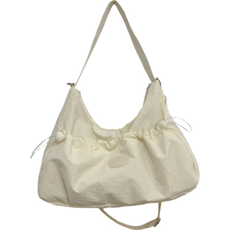 

Japanese-style lightweight pleated crossbody bag for women, casual drawstring shoulder bag, versatile for daily commuting and wa бежевий