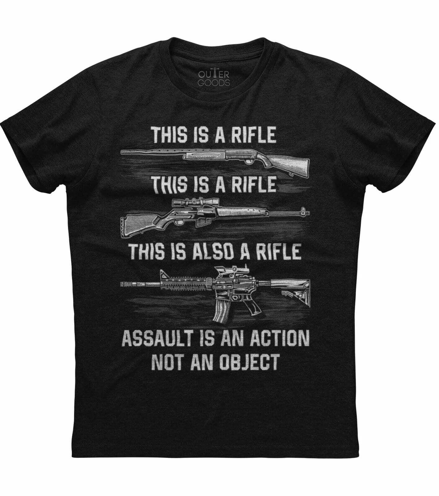 This Is A Rifle, Assault Is An Action Men s New Patriotic Black T-shirt XXXXL