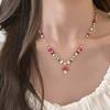 Summer Cute Cartoon Fruit Red Mushroom Pendant Colorful Bead Choker Necklace Women Aesthetic Y2K Neck Jewelry Accessories Gift