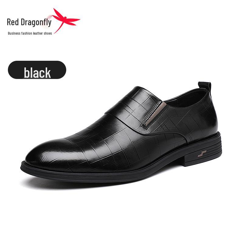 Red Dragonfly Men s 2024 Autumn Genuine Leather Slip-On Formal Shoes, Pointed Toe, Full Cowhide 44