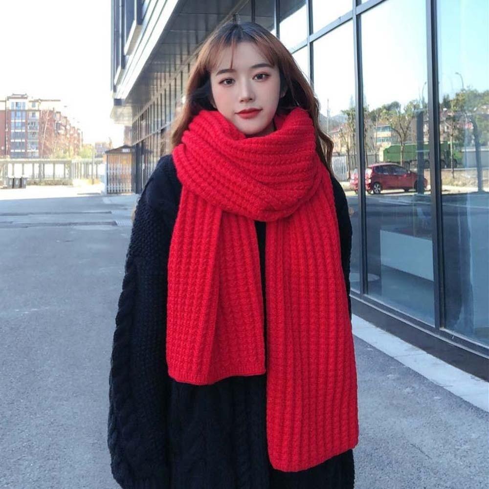 Spandex Long Thickened Neckscarf Polyester Winter Warmer Scarf Soft Knitting Wool Scarf  Winter