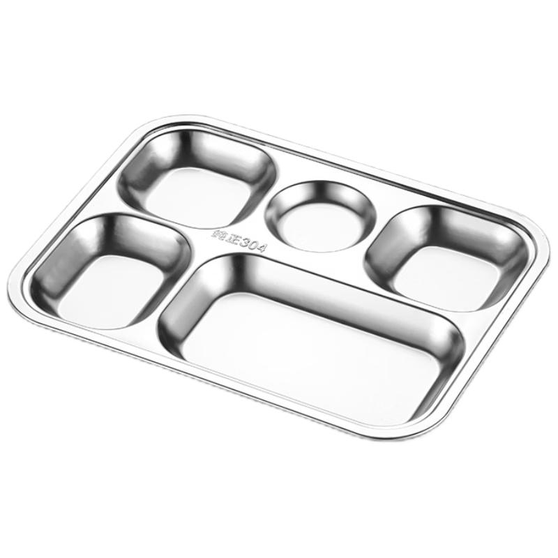 LIJIA KITCHENWARE Stainless Steel 5-Compartment Meal Tray
