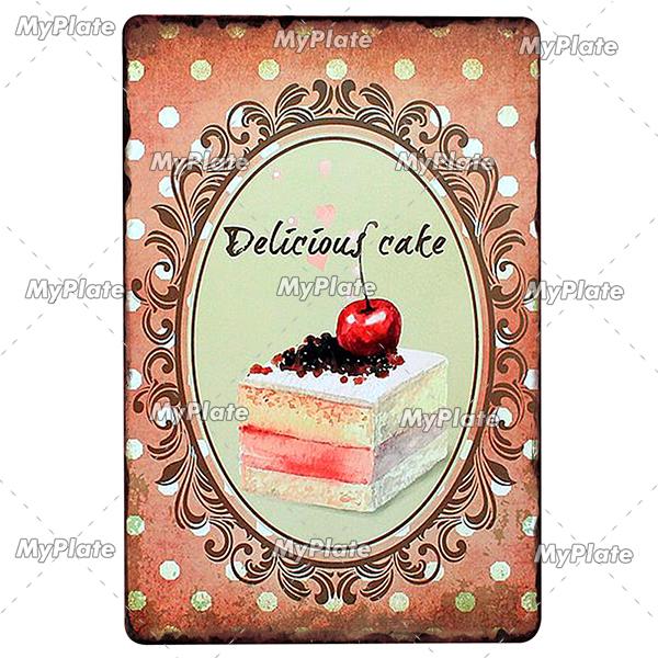 Cake Metal Sign Plaque Metal Vintage Food Tin Sign Wall Decor for Kitchen Cafe Diner Bar Cupcake Metal Signs