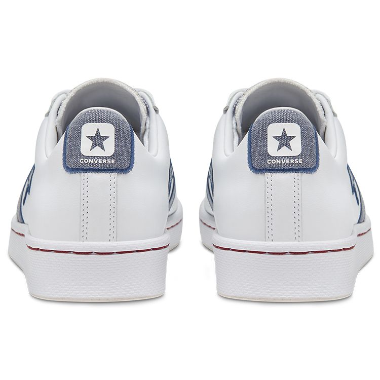 Converse Cons Pro Leather Lightweight Low Top Skate Shoes Unisex Sneakers White Blue 168787C
