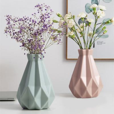 Origami Plastic Vase White Imitation Ceramic Flower Pot Flower Basket Flower Vase Home Decor (Flower Not Included)