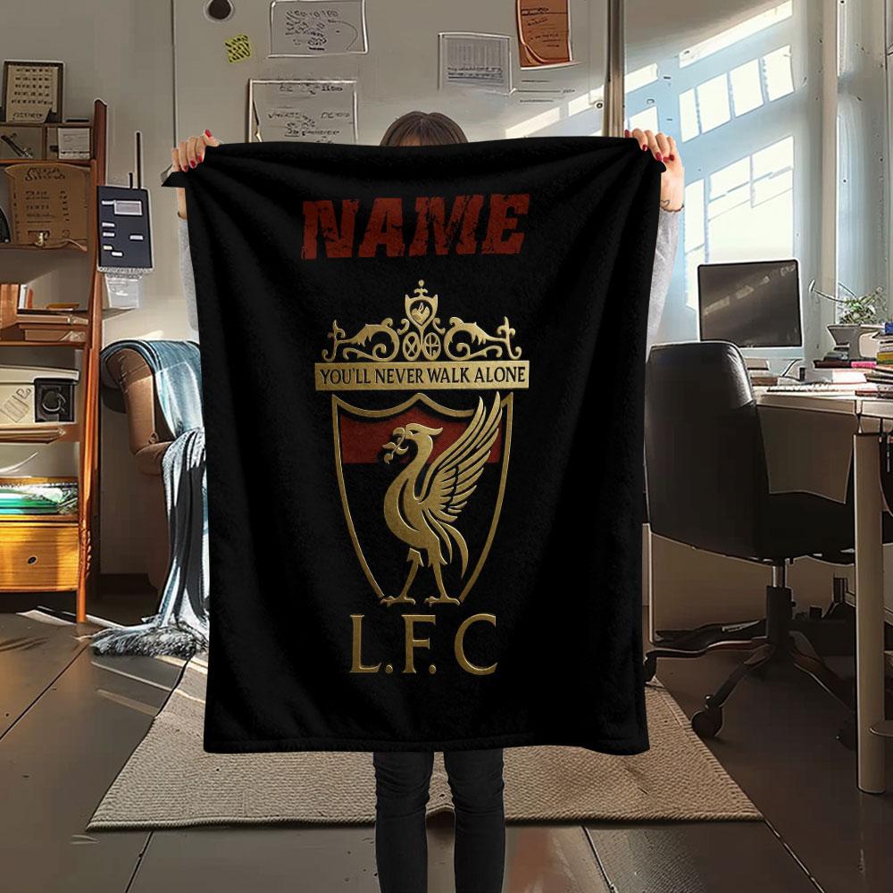 Custom Name,Liverpool Printed Flannel Blanket, Soft Throw for Bedroom Sofa, Washable, Christmas Present, Great Gift.