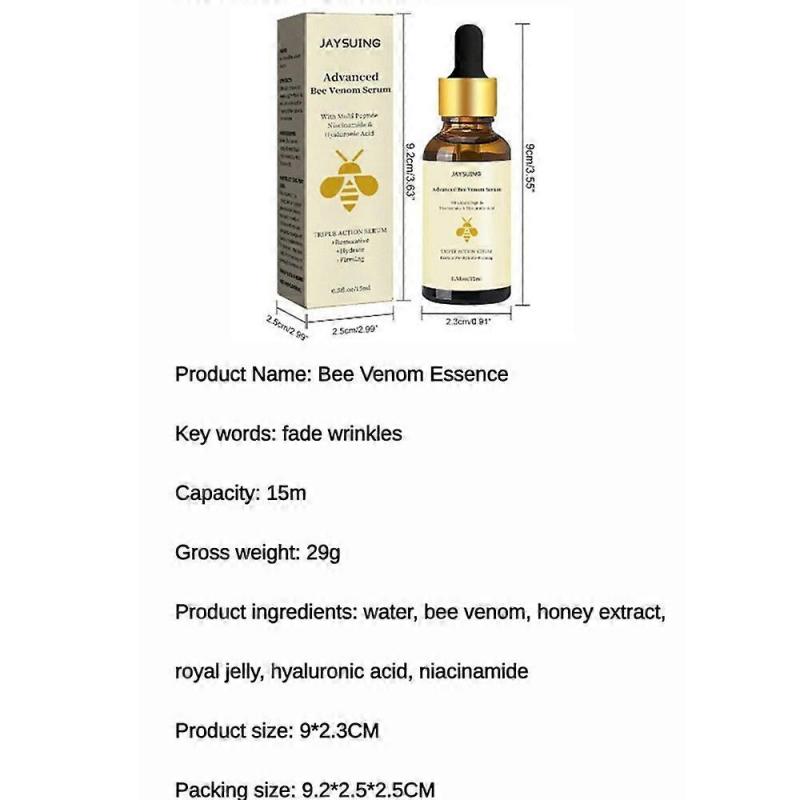 1-3PCS Jaysuing Bee Venom Essence Fades Fine Lines and Nasolabial Folds, Repairs Dullness, Moisturizes and Tightens Skin, Anti-wrinkle Essence 15ml