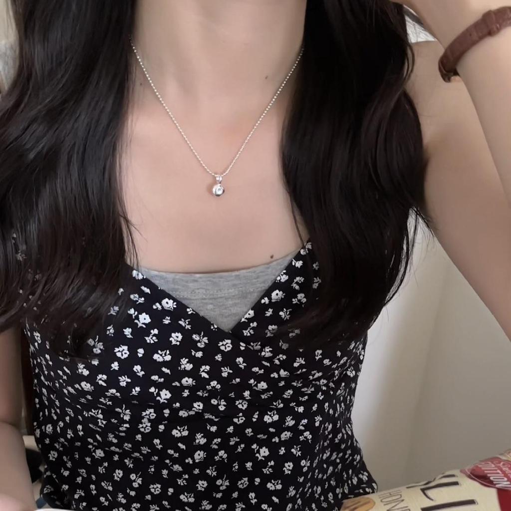Sterling Silver S925 Minimalist Bean Necklace - Geometric Versatile Clavicle Chain for Women