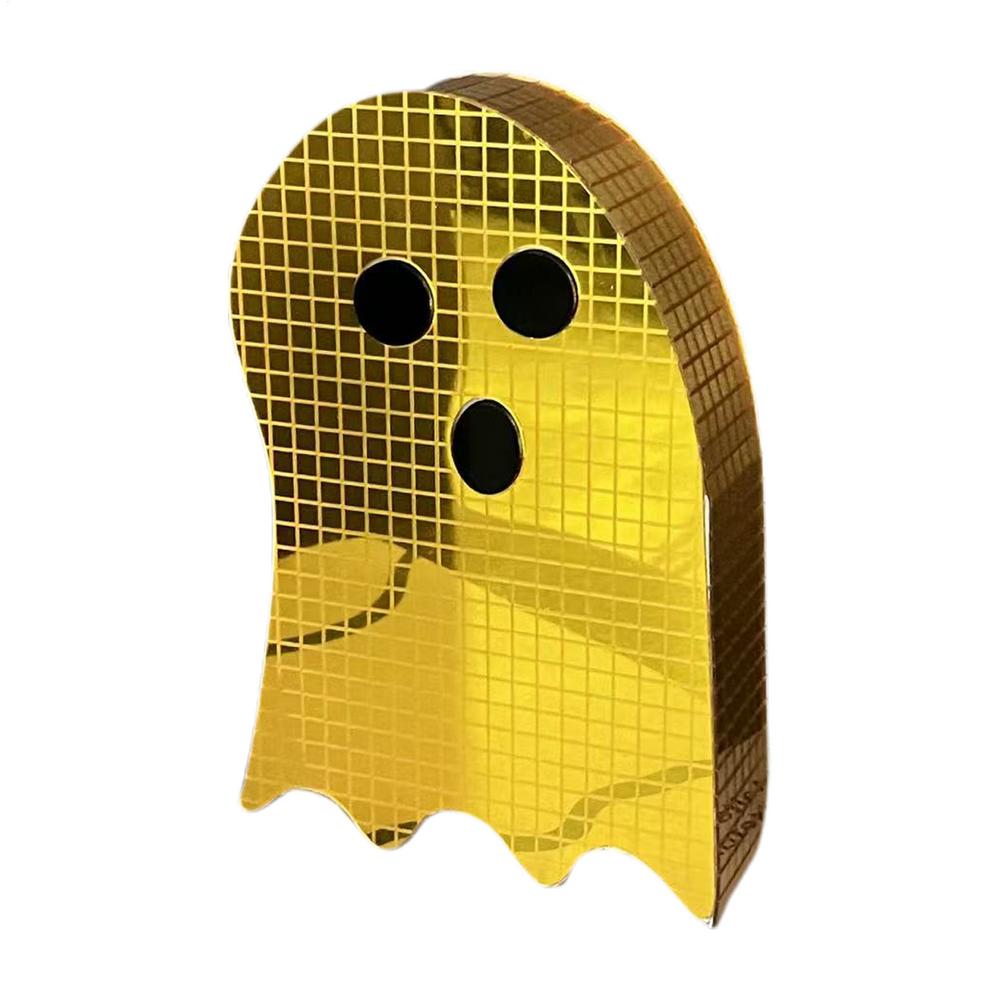 Glitter Disco Ghost Mirror Decor Sparkling Halloween Tabletop Sign for Bedroom, Bookshelf, Party Spooky Reflective Decoration