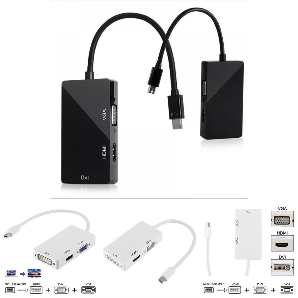 Mini Dp Zu Hdmi Dvi Vga 3in1 Adapter Mit Chipsatz Für Macbook Pro Air Multi-Monitor-Setup