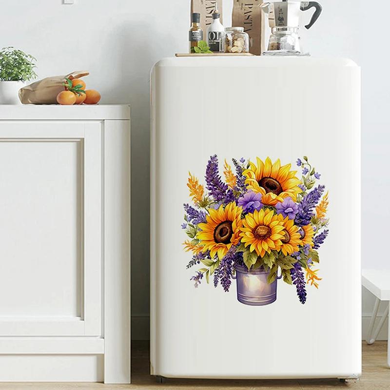 Sunflowers Bouquet Wall Sticker Bathroom Toilet Decor Living Room Cabinet Refrigerator Home Decoration Decals