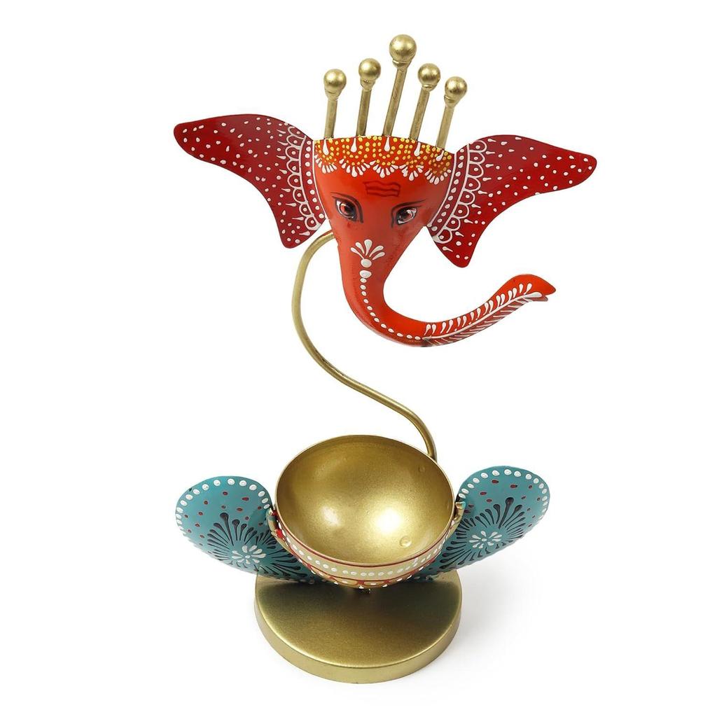 Lord Ganesha Idol Tea Light Holder l Tea Light Holder for Home Decoration, Pooja Room | Corporate Gift Items l Tabletop Gifts for Office Desk