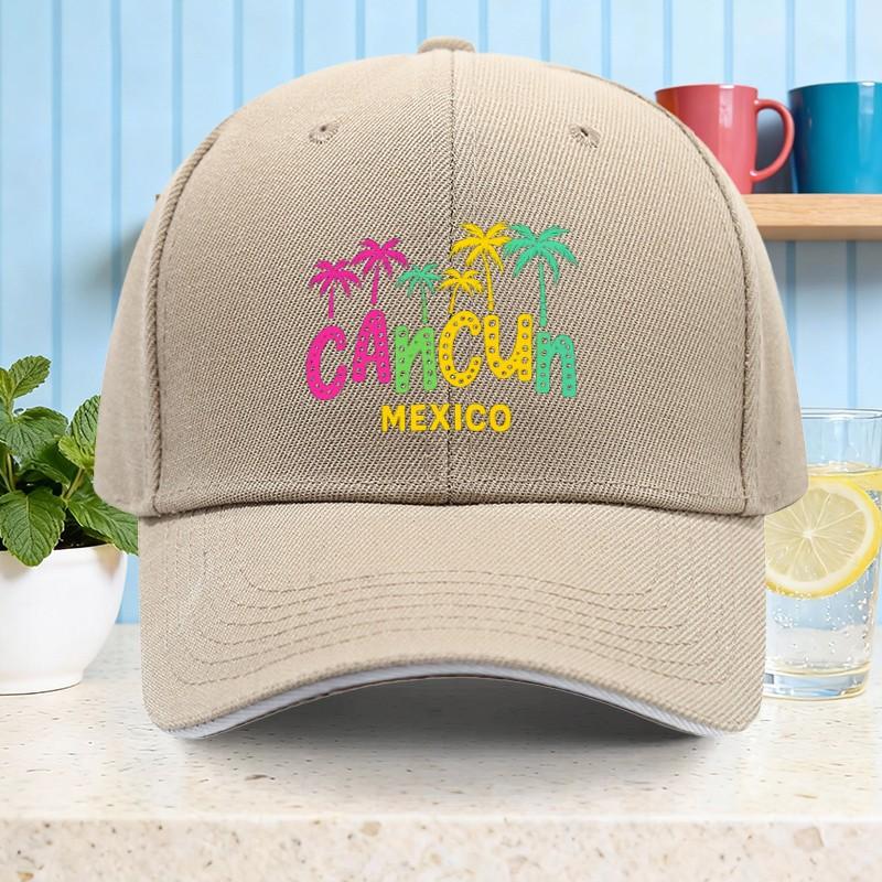 Cancun Mexico Palm Trees Baseball Cap Cotton Casual Outdoor Travel Adjustable Cap for Unisex
