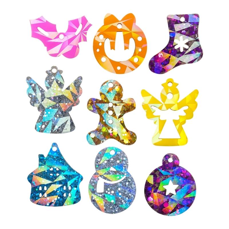 Combined Socks Holographic Light Shadow Ornaments Silicone Epoxy Keychain Mold DIY Pendant Jewelry for Valentines Gift