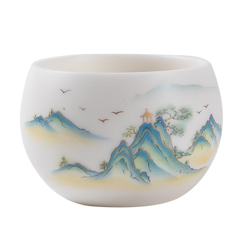 Gold Inlaid White Porcelain Tea Tasting Cup