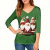 3/4 Sleeve Shirts For Women Print Christmas Tees Blouses Casual Plus Size Basic Tops Pullover