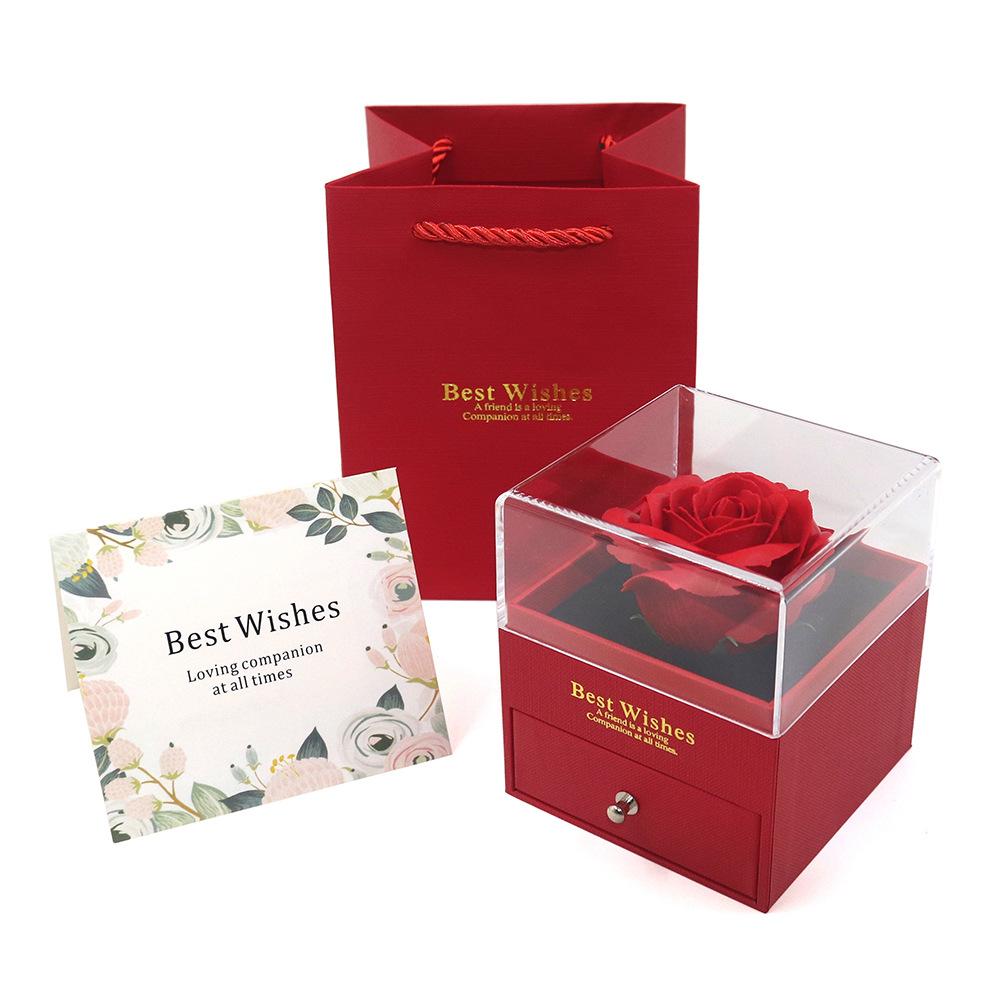 Collane con ciondolo in zircone rosso di lusso con scatola regalo con fiore di rosa per fidanzata, regalo per donne, ti amo, regalo romantico per anniversario, compleanno, matrimonio