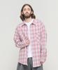 CARGOBROS Multi-Pocket Oversized Check Shirt (Pink)