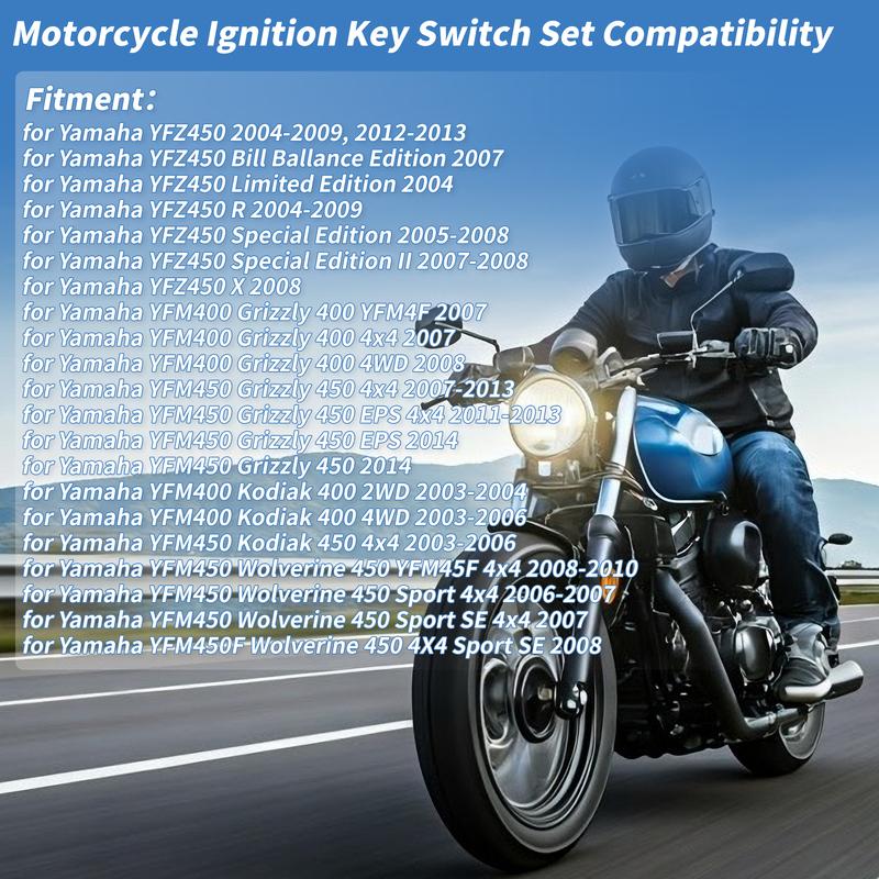 X Autohaux Ignition Key Switch No.5ND825100100 for Yamaha YFZ450 2004-2009, 2012-2013