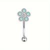 Florideco 1Pc Rook Eyebrow Studs Earrings Surgical Steel CZ Opal Belly Lip Ring Cartilage Piercing Jewelry for Women Men