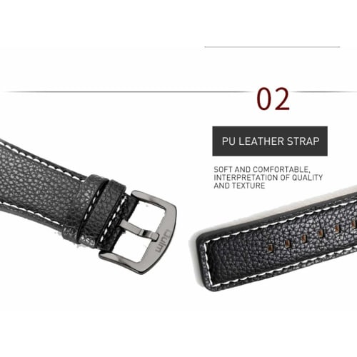 Russian Military Army Multi-Time Zone 3 Times Men's Sport Quartz Leather Wristwatch/White Dial @ Black Strap