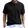 Summer Men's Short Sleeve T-Shirt Casual Fashion Lapel Polo Shirt Men's Short Sleeve Jacquard Small Checked T-Shirt