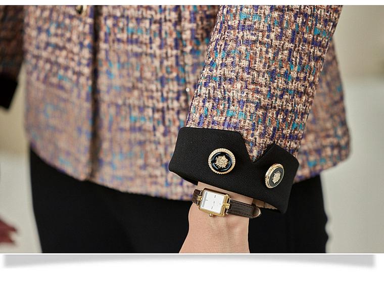 2025 Spring & Autumn Color Block Turn-Down Collar Jacket for Middle-Aged & Elderly Women