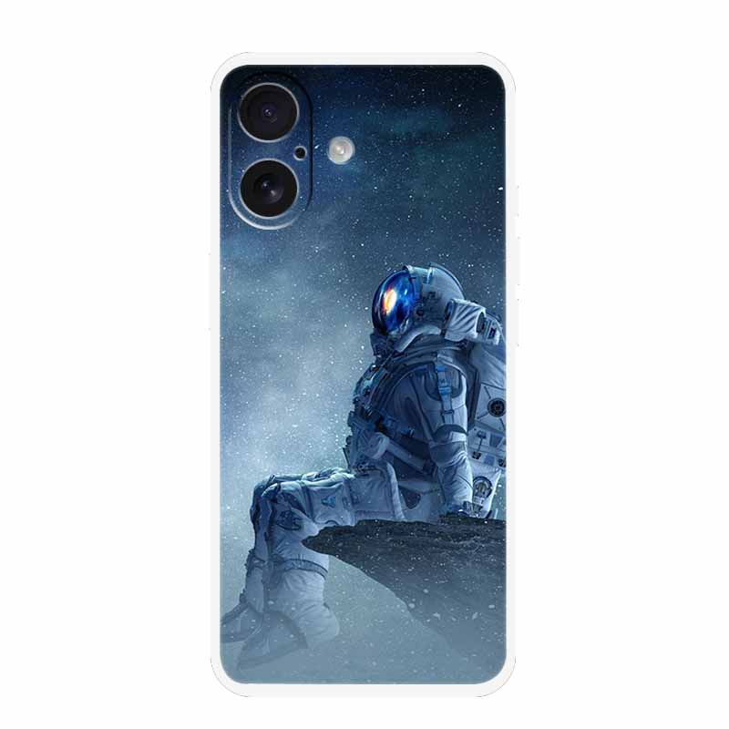 

Spaceman Case For iPhone 16 17 Pro Max Phone Cover TPU Soft Funda Coque Protector for iPhone16 Plus 17 Air 16 e Clear Bag Para iPhone 16e