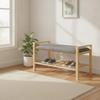 Bamboo Shoe Bench with Shelf Comfortable Furniture Stable for Bedroom