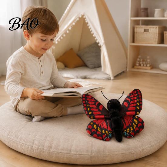 Plush Doll for Girls Realistic 3D Butterfly Toy, Stuffed Throw Pillow, Soft Wing Insect Animal Decor, Gift Kids Girls, Home Ornament Skin Friendly