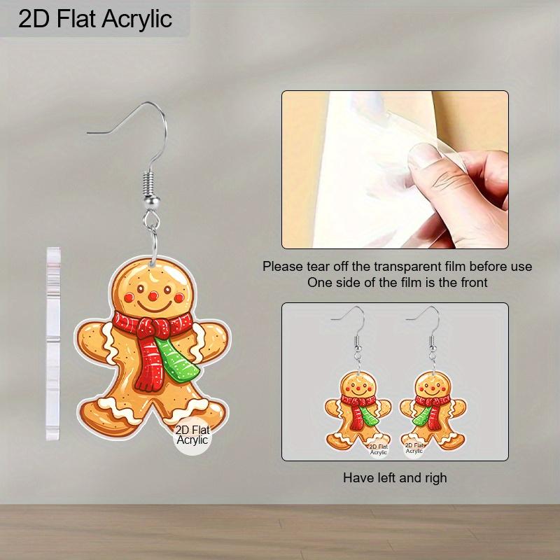 2D Flat Acrylic Christmas Festival Gingerbread Man Painting Earring Christmas Jewelry for Women Female