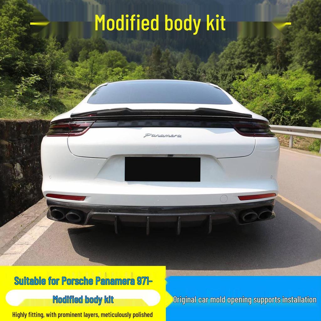 Compatible Porsche Panamera 971 Top Model Front Lip, Rear Spoiler, and Side Skirts Kit