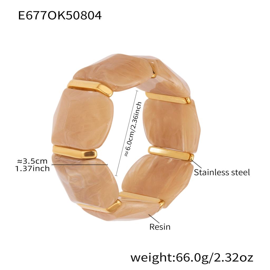 Fashion Colorful Resin Waterproof Wide Bangle Women's Punk-style 316 Stainless Steel Gold-plated Chunky Bracelet Y2K Zircon