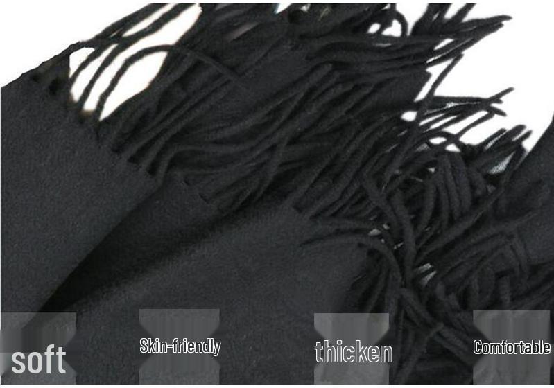 Unisex Thickened Warm Scarf - Solid Light Gray & Hemp Gray Cashmere Blend for Autumn/Winter