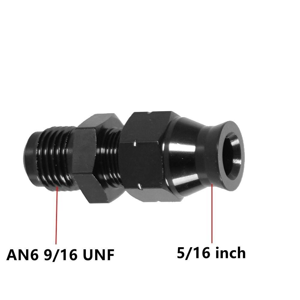 Black AN6 Fuel Hardline Tube Fitting Connector Adapter Male Flare To 3/8" or 5/16" Aluminum Alloy Fuel System Fuel System Fittings7