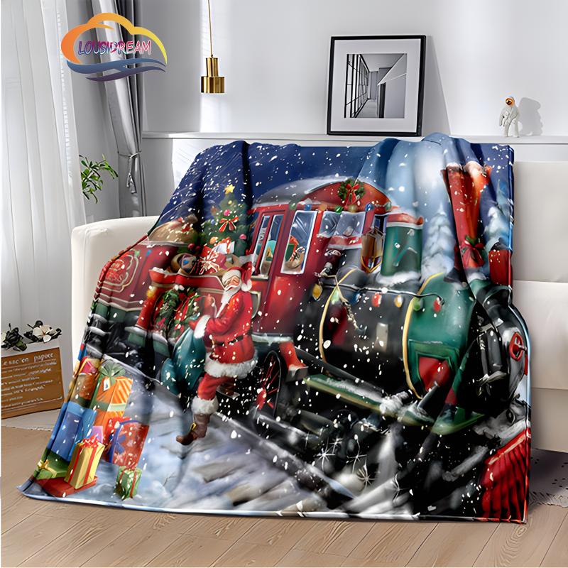 Merry Christmas Series Santa Blanket Flannel Warmth Soft Plush Sofa Bed Throwing