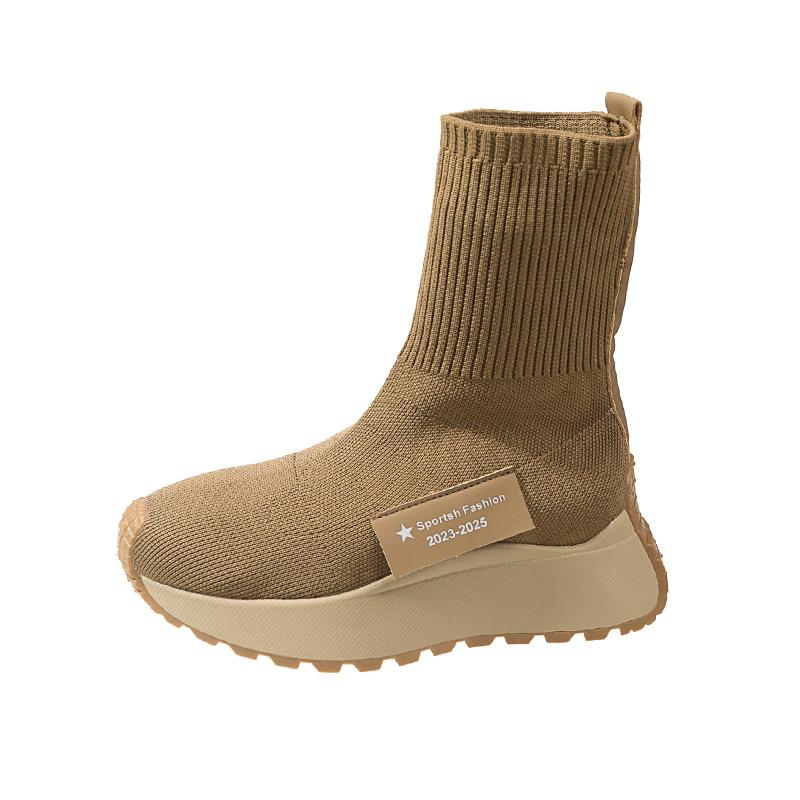 Mode Stiefeletten Damen Socken Schuhe Frühling Mesh Slipper High Heel Plateau Stiefel Botas De Mujer Damenschuhe